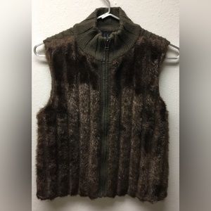 International Concepts INC Sz L Women’s Faux Fur Knit Zip Up Y2K Vest